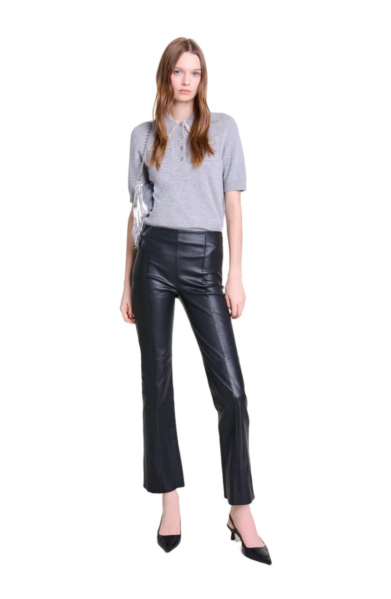 maje Leather trousers, Main, color, 