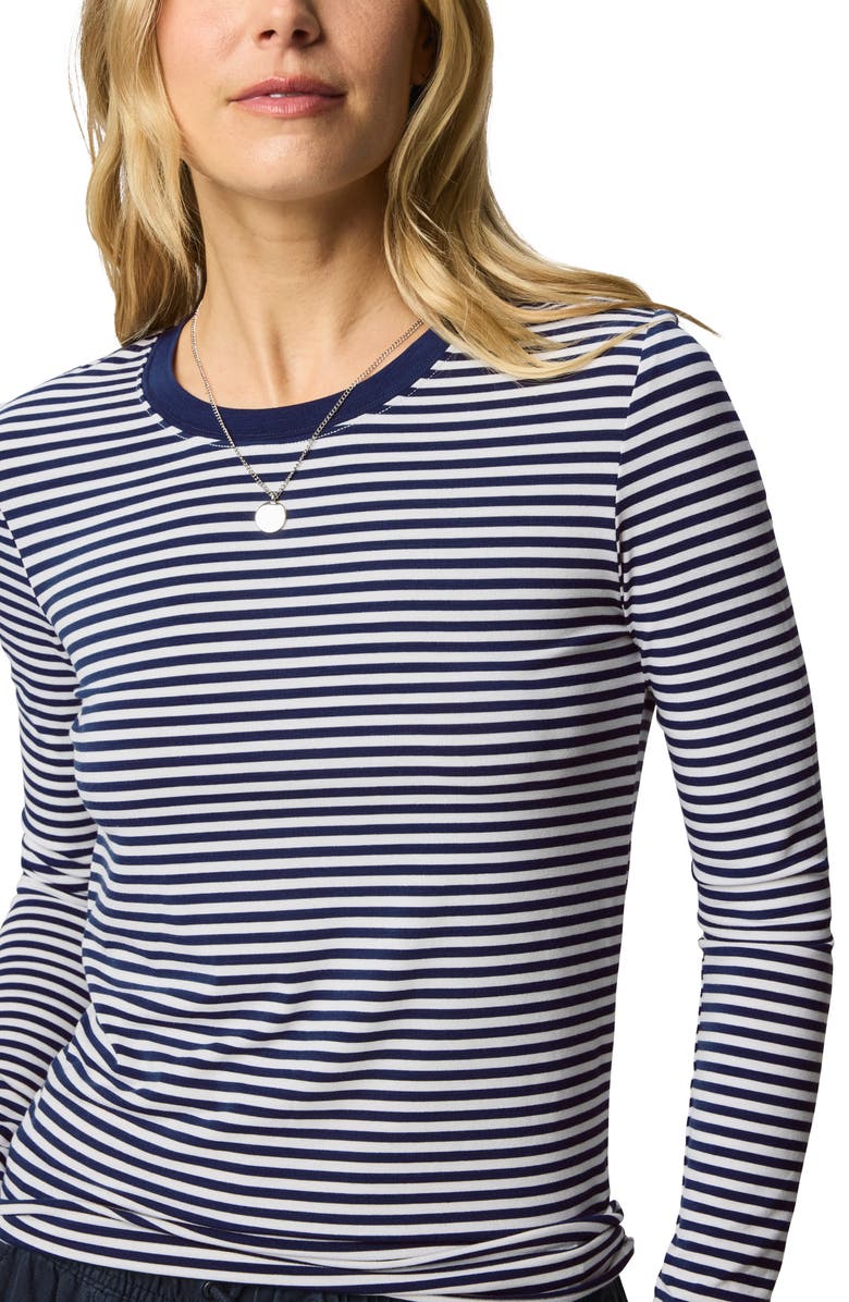 Splendid Stripe Long Sleeve Tee, Alternate, color, Navy/White