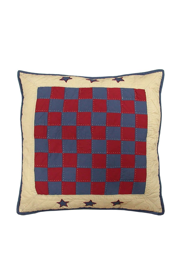 Colonial Williamsburg Checkerboard Quilted Pillow, 22" x 22", Main, color, Red