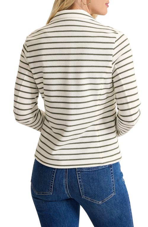 Tommy Bahama Stripe Pique Knit Blazer Jacket In Vanilla Ice