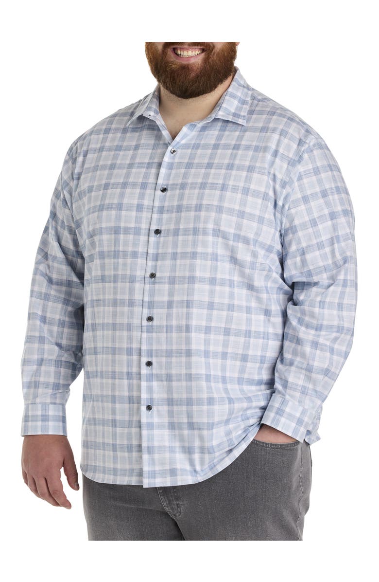 Synrgy by DXL Big & Tall Plaid Sport Shirt, Alternate, color, Blue