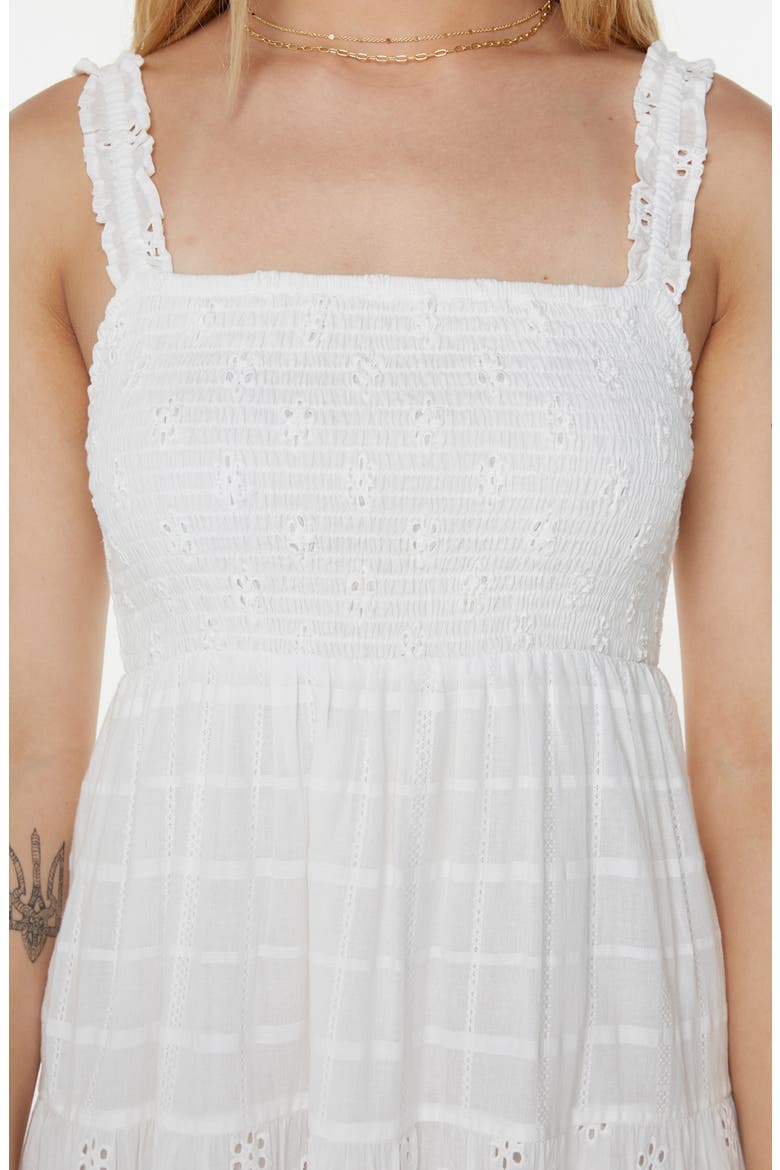 Lily Bloom Eyelet Ruffle Maxi Dress, Alternate, color, SNOW WHITE SOLID