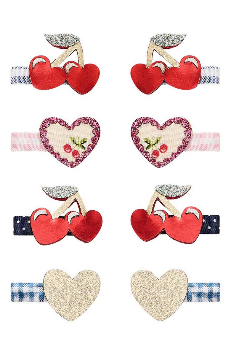 Mimi & Lula Kids' Cherries 8-Pack Mini Hair Clips, Main, color, Red