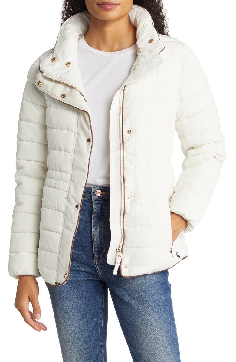 Joules Gosway Water Resistant Quilted Coat with Detachable Hood & Faux Fur Trim, Alternate, color, 