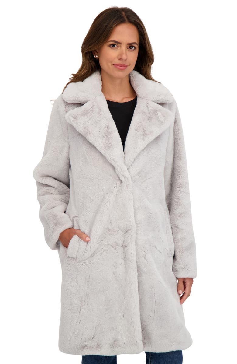 Sebby Cozy Faux Fur Coat, Alternate, color, Light Grey
