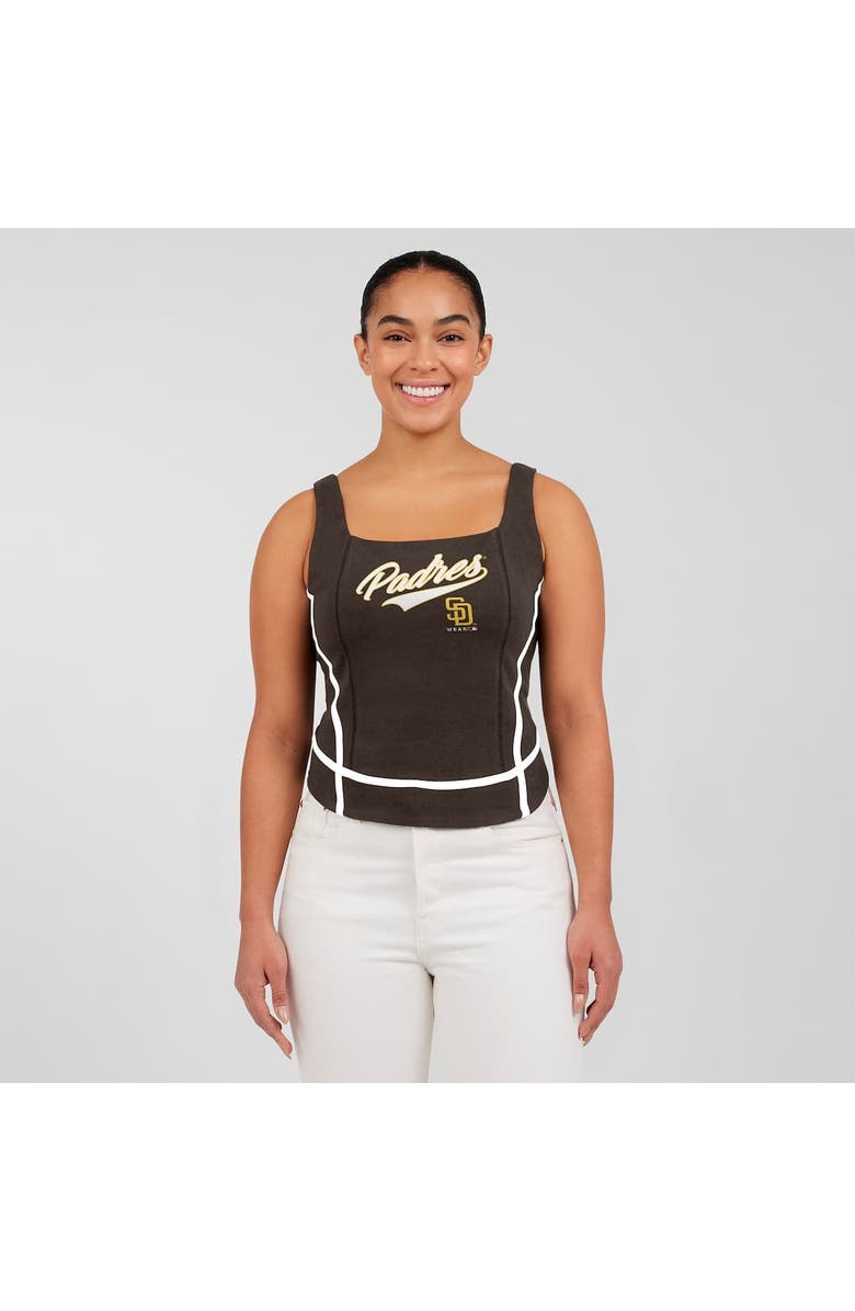WEAR by Erin Andrews Women's WEAR by Erin Andrews  Brown San Diego Padres Square Neck Tank Top, Alternate, color, 