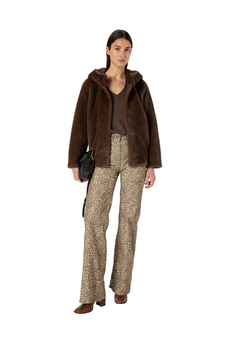 Morgane Hooded Faux Fur Coat, Alternate, color, Cigar