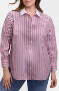 Foxcroft Stripe Boyfriend Button-Up Shirt