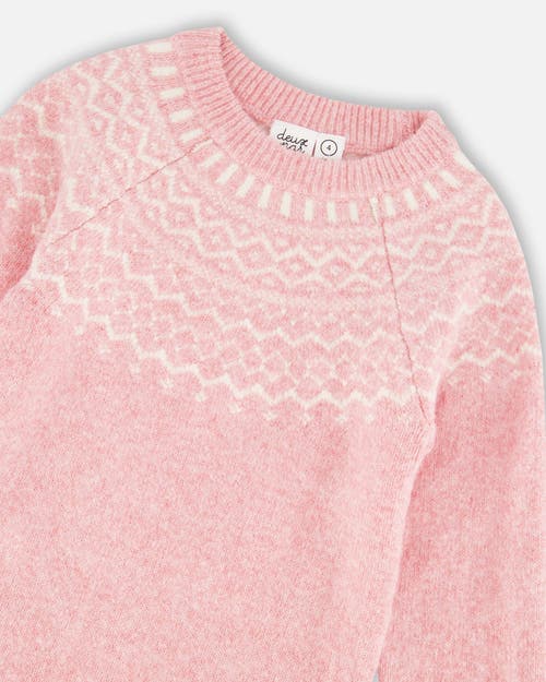 Deux Par Deux Knitted Dress With Norvegian Jacquard In Pink