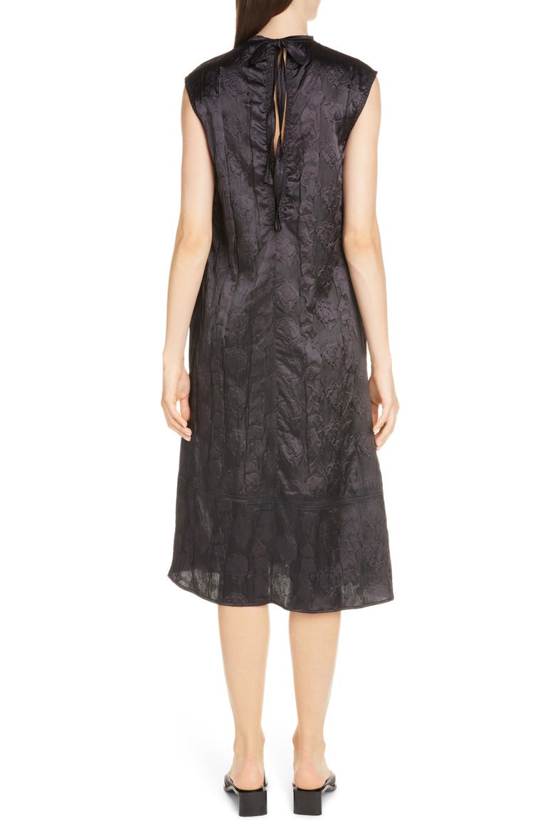 Darienne Shiny Embossed Midi Dress, Alternate, color, BLACK