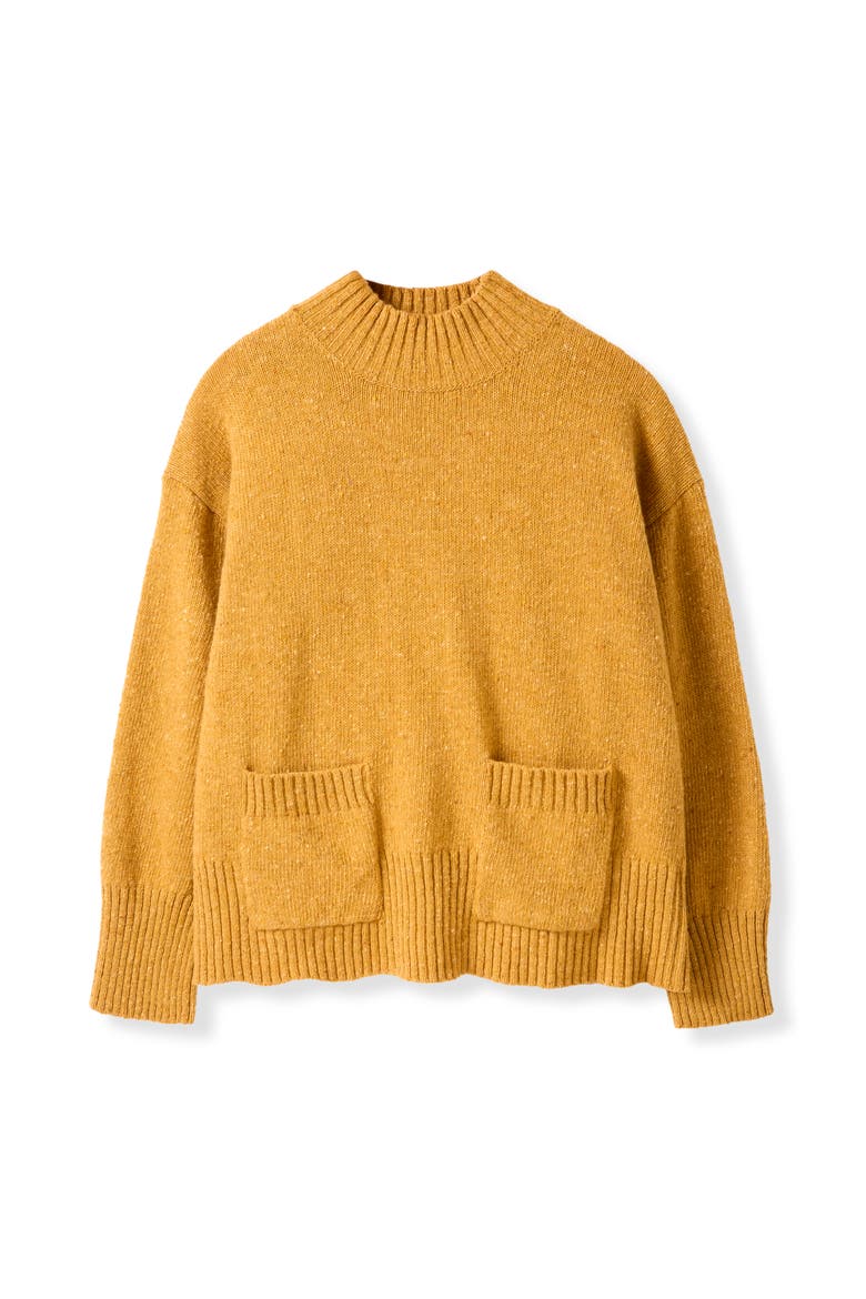 Flecked Patch Pocket Sweater, Alternate, color, Saffron