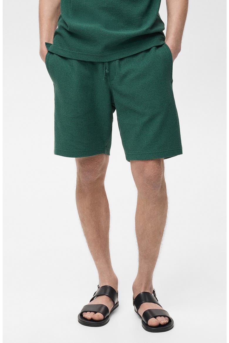 Textured Cotton Bermuda Shorts, Main, color, GREEN