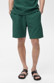 MANGO Textured Cotton Bermuda Shorts