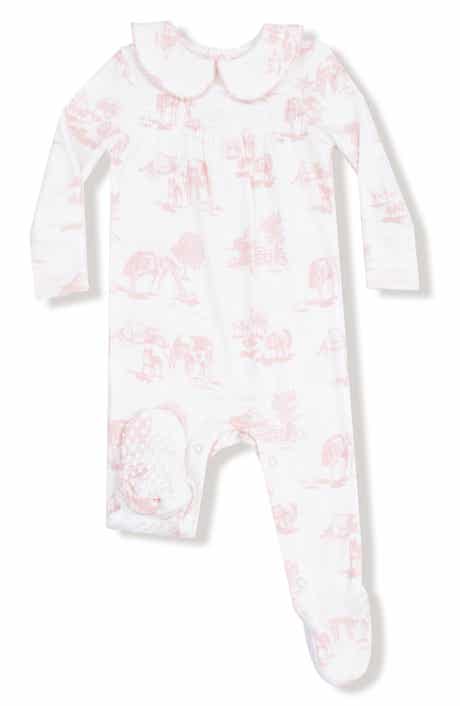 Farm Toile Print Peter Pan Collar Footie