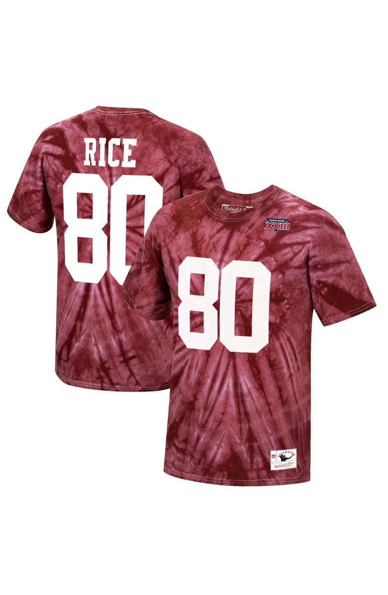 Mitchell & Ness Men's Mitchell & Ness Jerry Rice Scarlet San Francisco 49ers Tie-Dye Super Bowl XXIII Retired Player Name & Number T-Shirt, Main, color, 