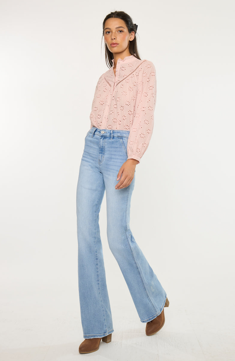 KanCan Jeanette Ultra High Rise Flare Jeans, Alternate, color, Light Wash