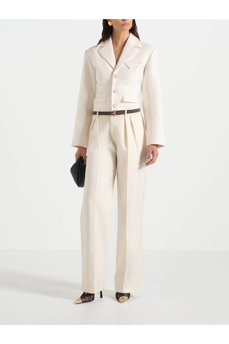 Prisca Structured Cropped Blazer, Alternate, color, Off White