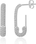 Spero London Pave Stud Safety Pin Earring Jewelled Sterling Silver