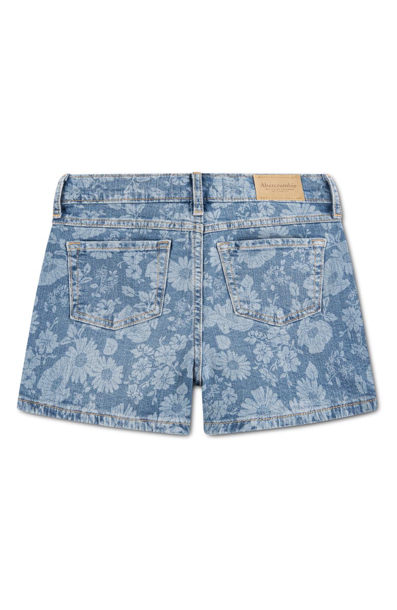 abercrombie kids Kids' Relaxed Floral Denim Shorts, Alternate, color, Floral Blues