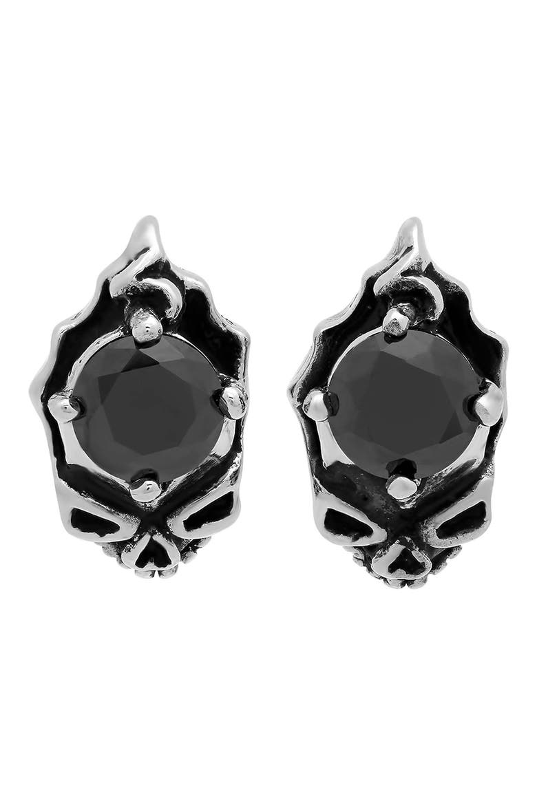 Men's Simulated Diamond Stud Earrings, Main, color, BLACK