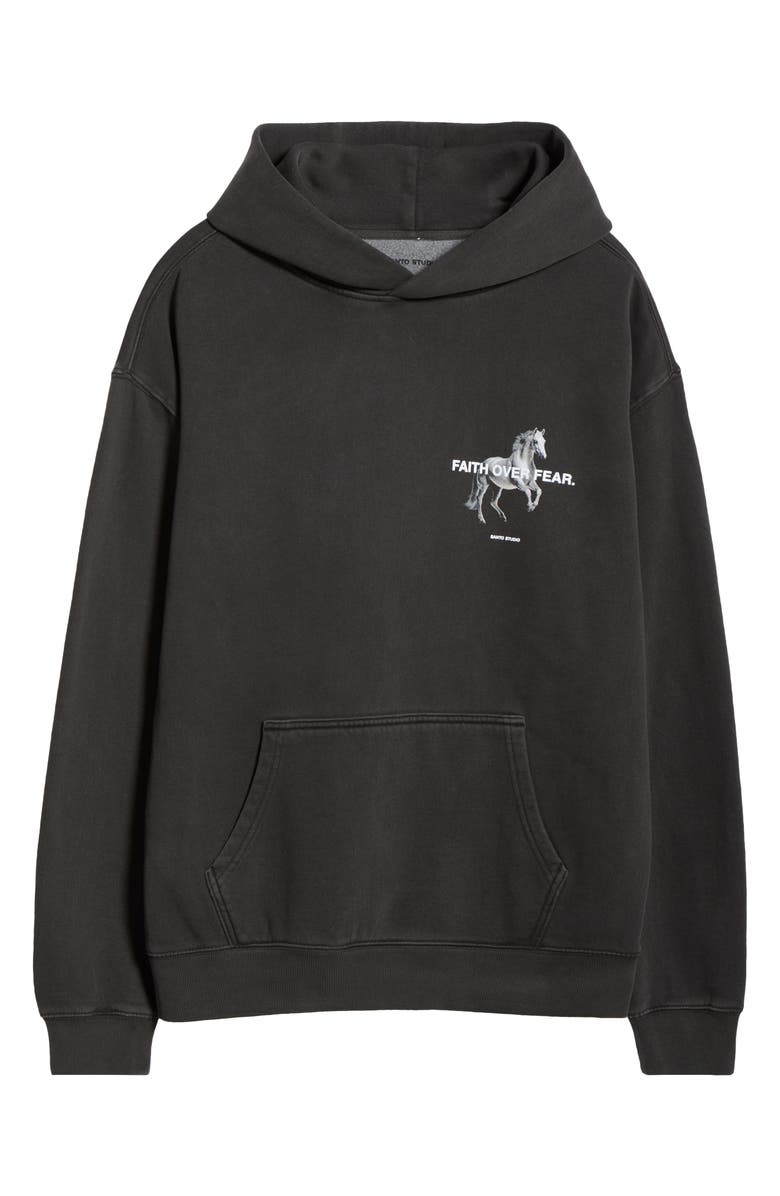 SANTO STUDIO Faith Over Fear Graphic Hoodie, Main, color, Black