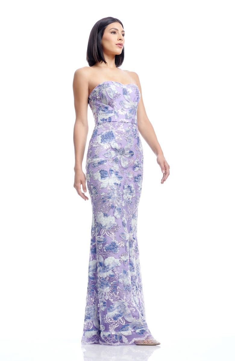 Dress the Population Sheridan Sequin Strapless Mermaid Gown, Alternate, color, Lilac Multi
