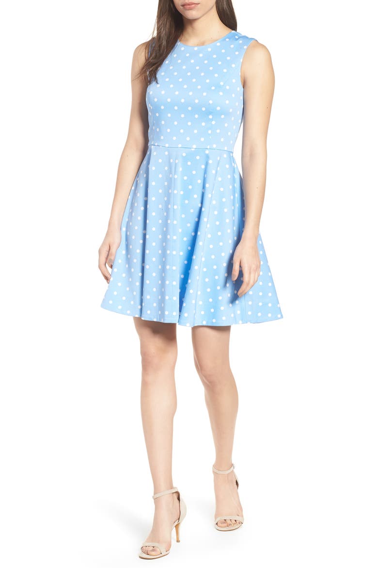Dot Crew Love Circle Stretch Cotton Dress, Main, color, BLUE