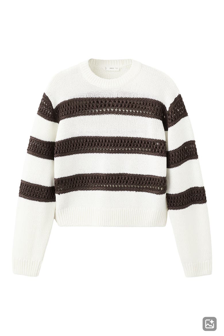 Openwork Stripe Sweater, Alternate, color, BROWN