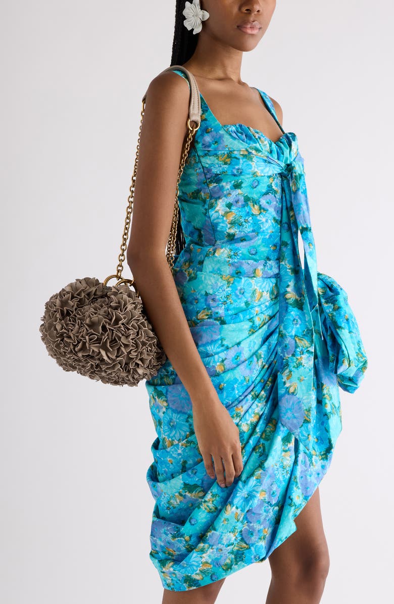 Chloé Pleated Flower Leather Crossbody Bag, Alternate, color, Woodsmoke