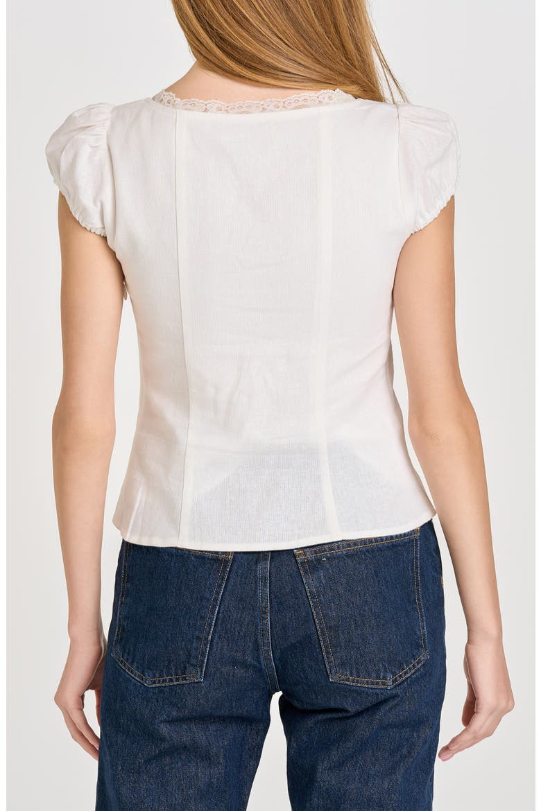 Cara Lace-Up Top, Alternate, color, IVORY