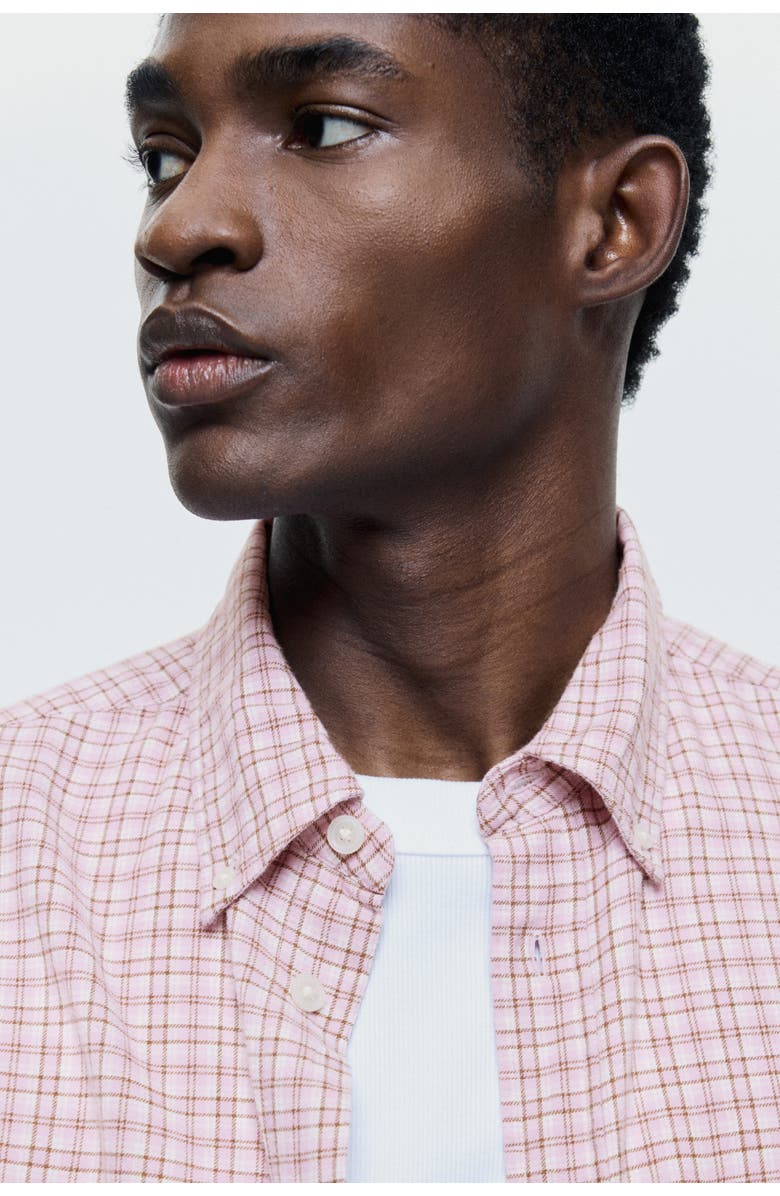 H&M Relaxed Fit Cotton Shirt, Alternate, color, Pink/Checked