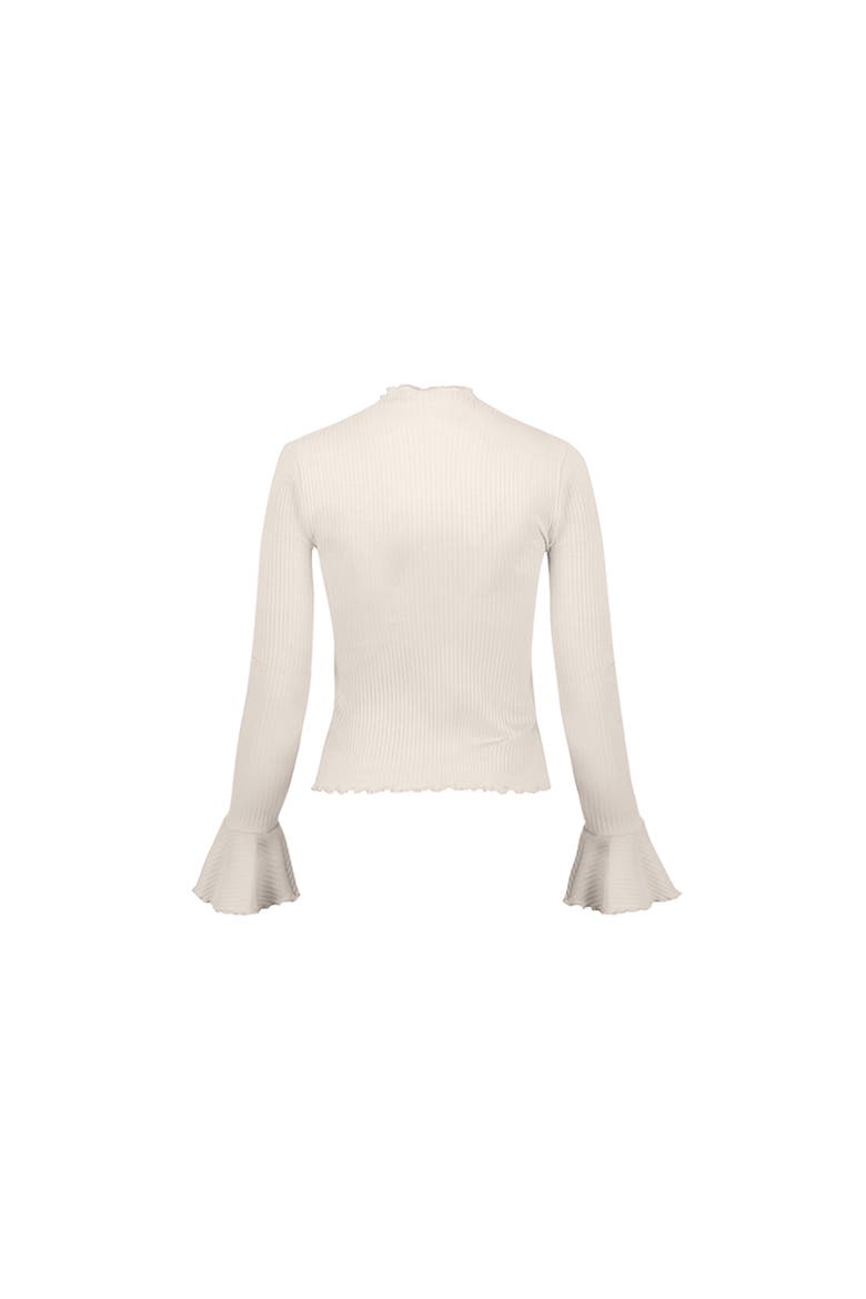 Ribbed Long-Sleeve Top with Flared Cuffs, Alternate, color, Natural