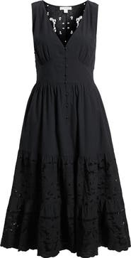 Treasure & Bond Lace Detail Sleeveless Cotton Dress