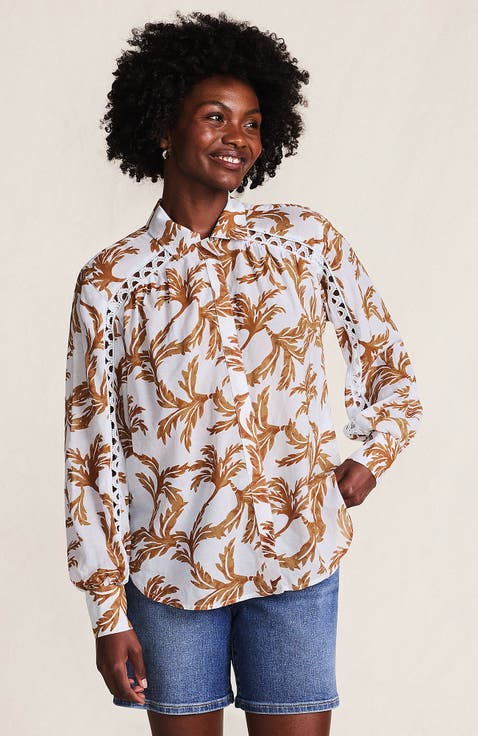 Voile Shirred Trim Insert Shirt