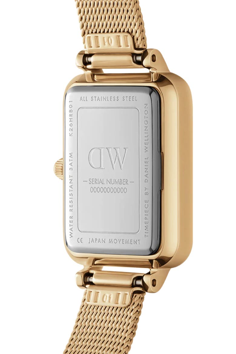 Quadro Mesh Strap Watch, 20mm x 26mm, Alternate, color, GOLD/ WHITE
