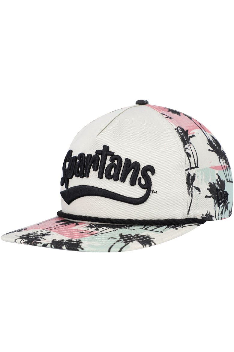 Men's New Era Cream Michigan State Spartans High Tide Golfer Snapback Hat, Alternate, color, Cream