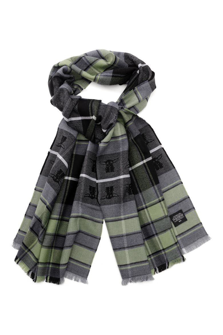 Star Wars™ - The Child Plaid Merino Wool Scarf, Main, color, GRAY