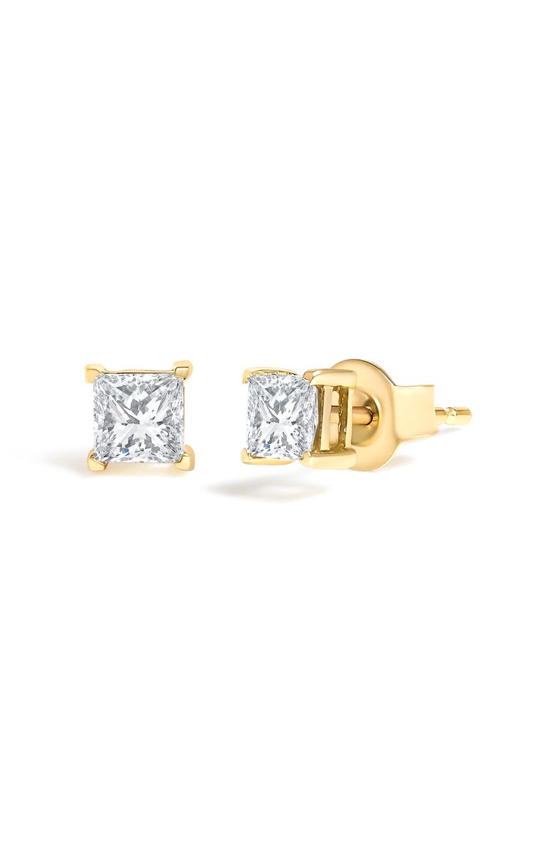 Haus of Brilliance IGI Certified 14k Yellow Gold 1/2 Cttw Princess Solitaire Diamond Stud Earrings, Alternate, color, Yellow