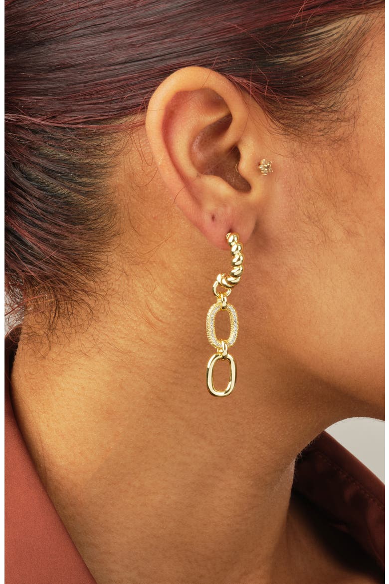 Andi CZ Drop Hoop Earrings, Alternate, color, GOLD