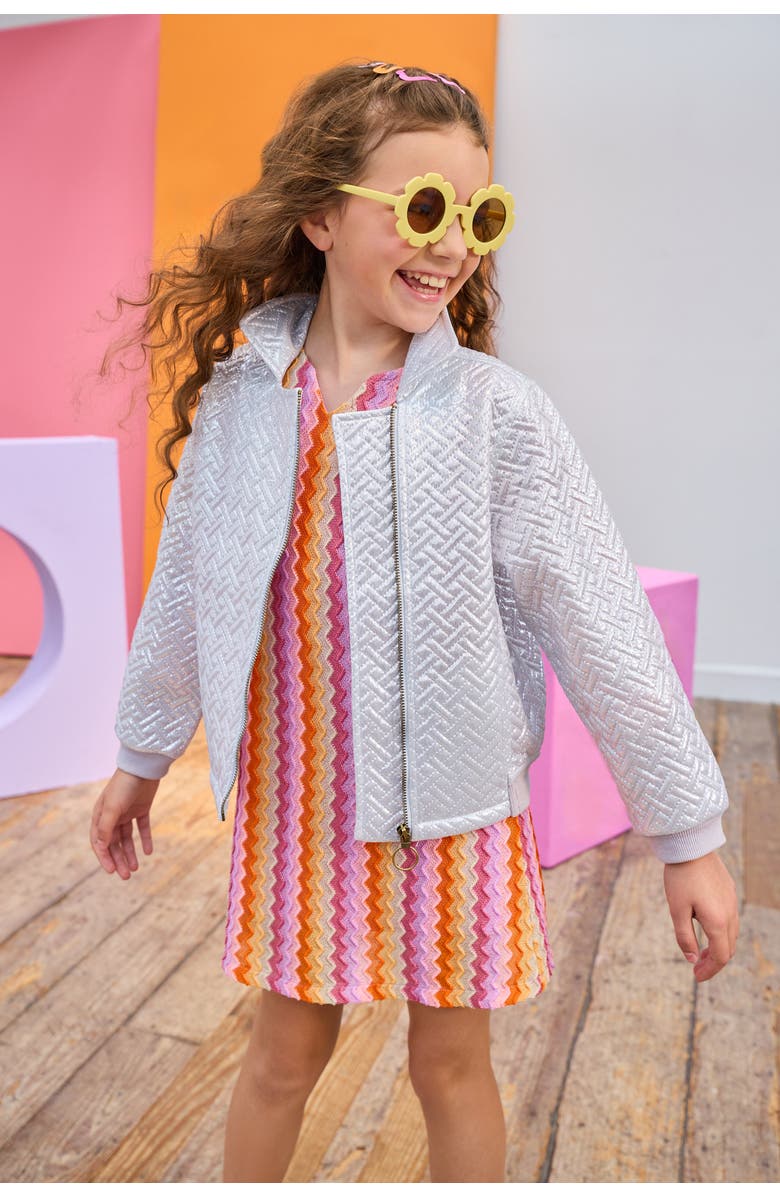 BISBY Kids' Quilted Moto Jacket, Alternate, color, Silver