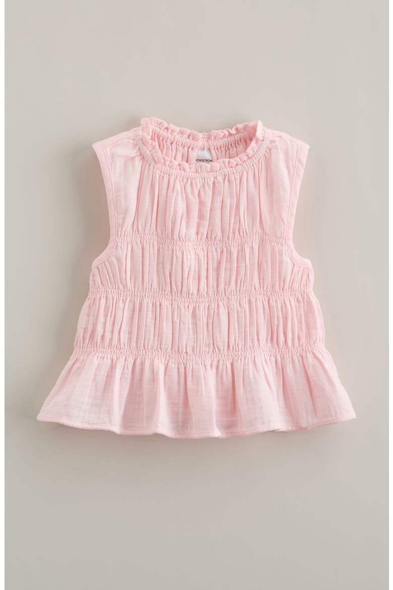 Kids' Smocked Sleeveless Cotton Top, Main, color, PINK AMOUR