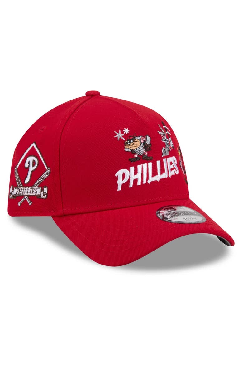 Youth New Era Red Philadelphia Phillies Looney Tunes A-Frame 9FORTY Adjustable Hat, Main, color, Red