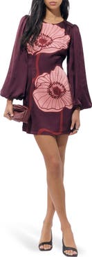 Adelyn Rae Juno Poppy Blouson Sleeve Minidress