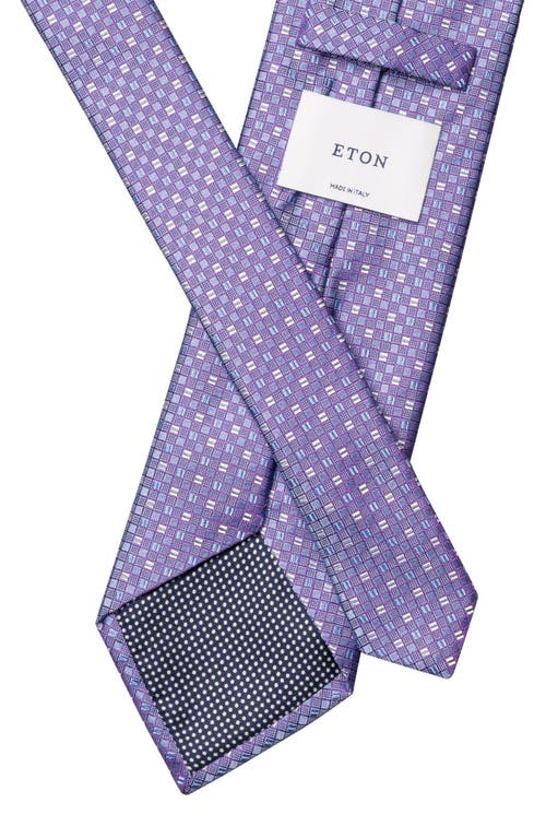Eton Square Geometric Silk Tie In Purple