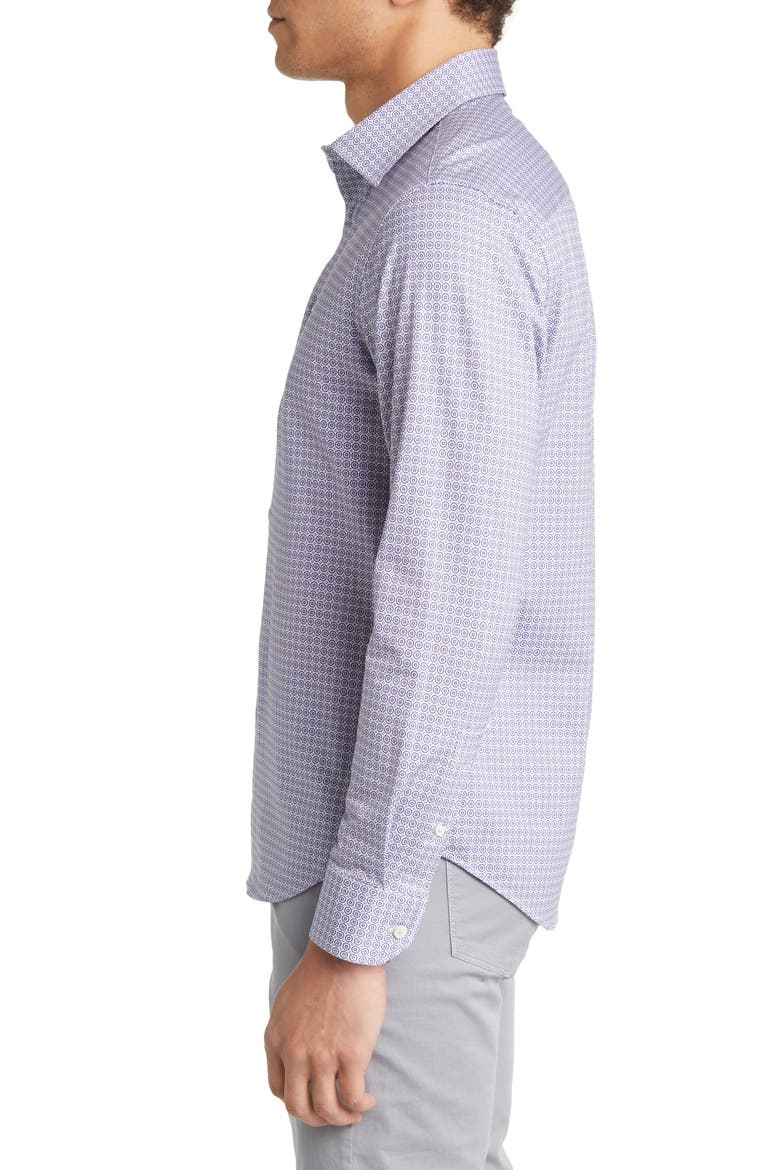 James OoohCotton® Geometric Print Stretch Cotton Button-Up Shirt, Alternate, color, LAVENDER