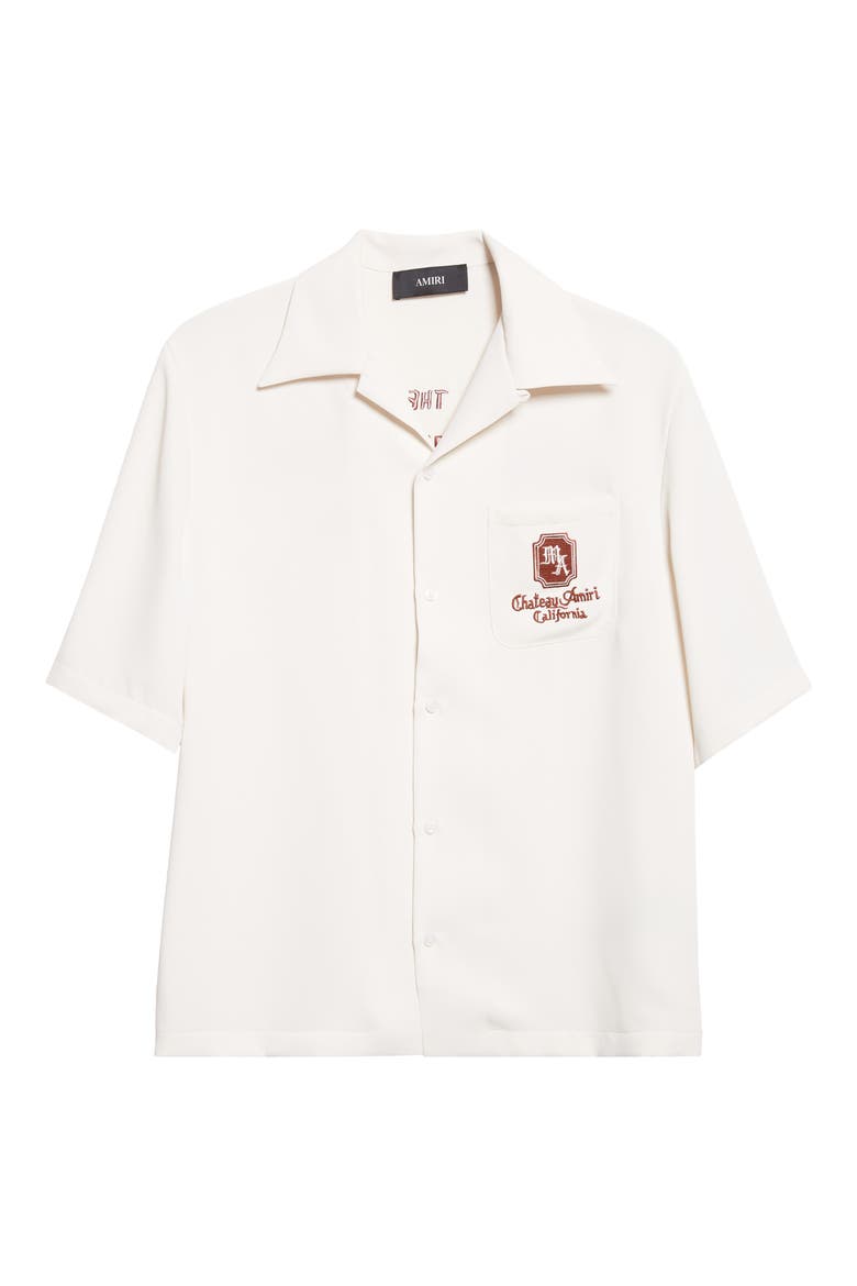 Chateau Amiri Embroidered Camp Shirt, Alternate, color, ALABASTER