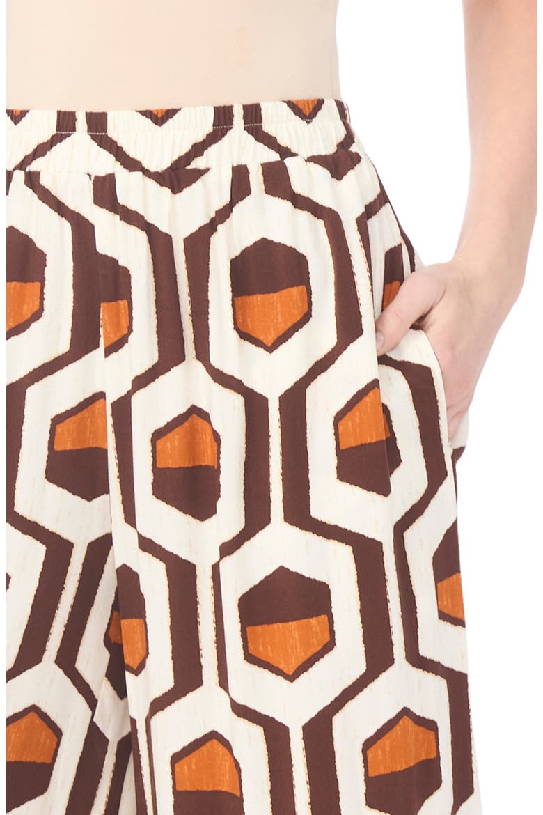 Geo Print Wide Leg Pants, Alternate, color, CHICORY COFFE