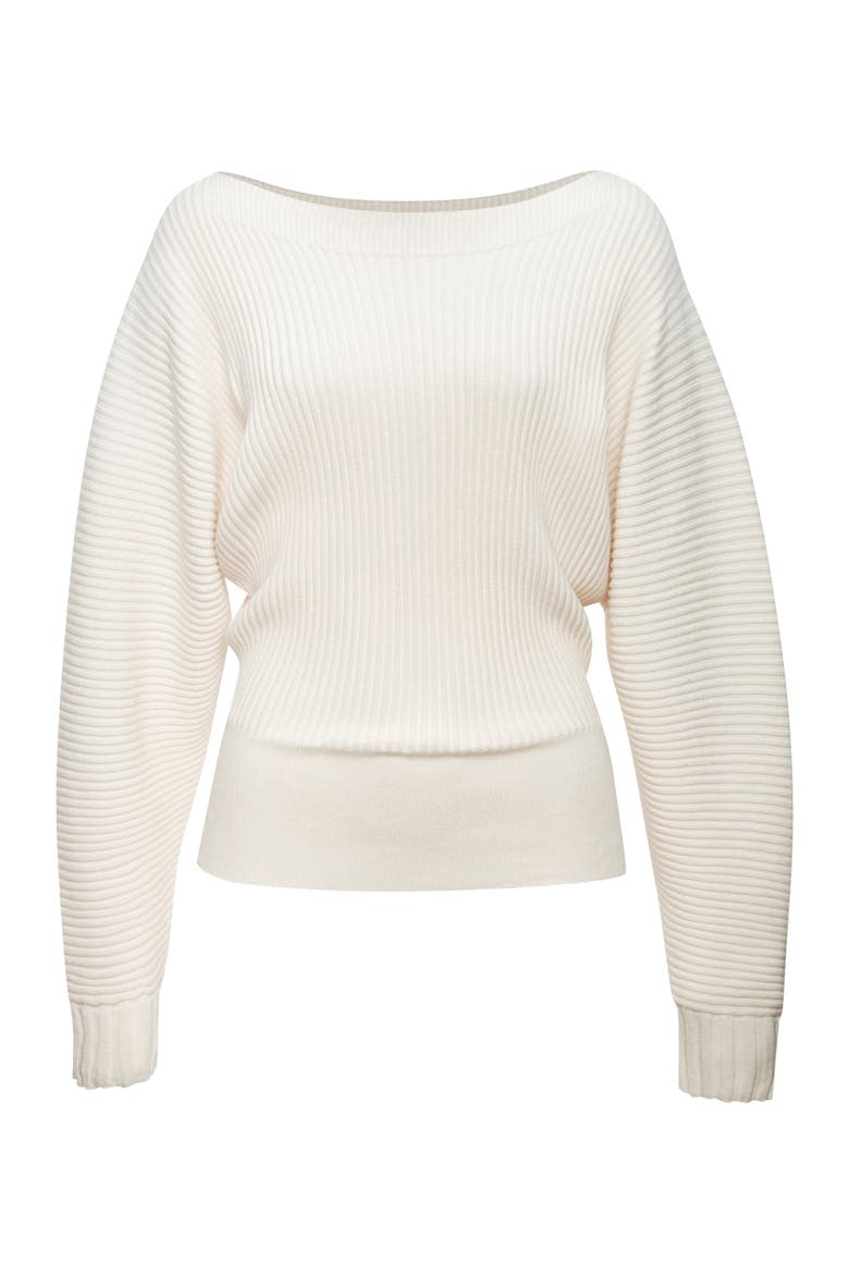 Boat Neck Ribbed Sweater, Alternate, color, Ivory