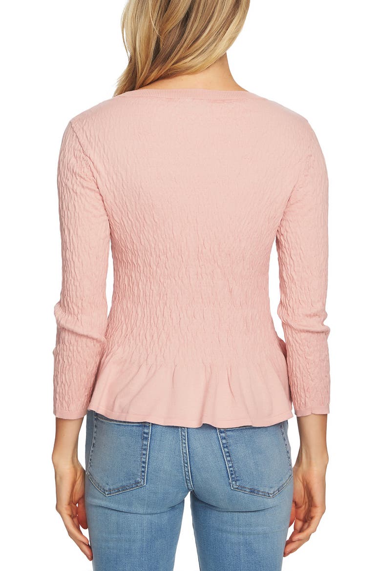Textured Peplum Sweater, Alternate, color, ROSE PEARL