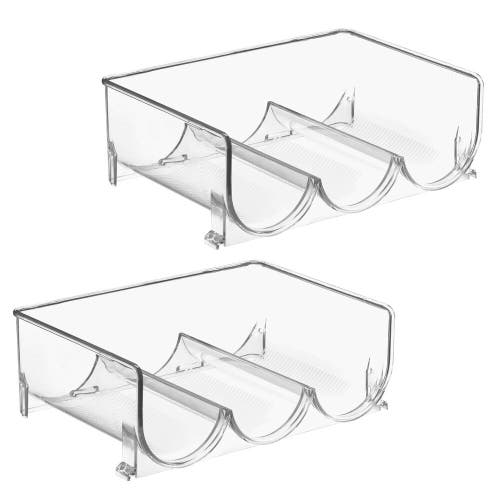 Mdesign Plastic Free-standing Stackable 3 Bottle Storage Rack, 2 Pack In Transparent